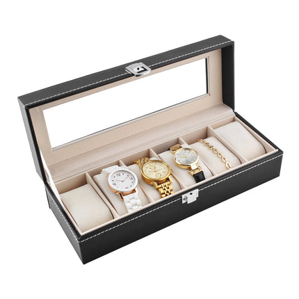 Watch organizer with 6 compartments