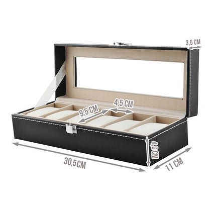 Watch organizer with 6 compartments