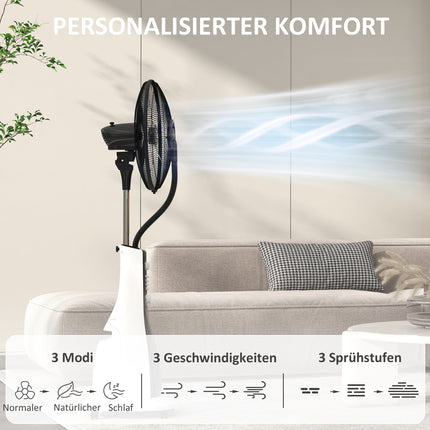 Water cooling fan with fog, remote control & 3L tank, 90W, 125cm