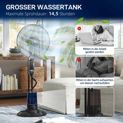 Water-Cooling Fan with Humidifier, 3 Speeds, Black, 75W