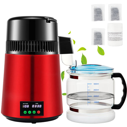Water Distiller 4L, 750W, Glass Carafe, Timer Display