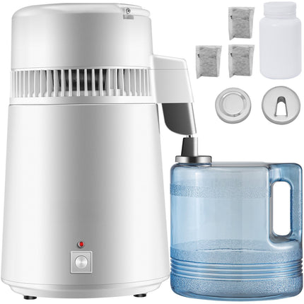 Waterdestilleerder, 4 liter, 750 watt, roestvrij staal, inclusief opvangfles.