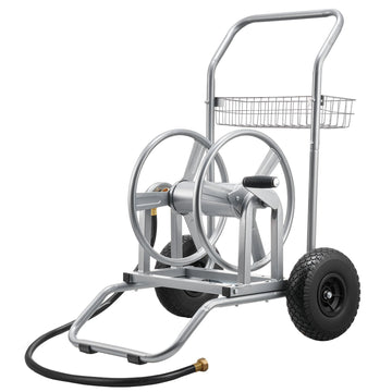 Water Hose Reel Cart, 300 Ft Capacity, 2 Wheels Basket