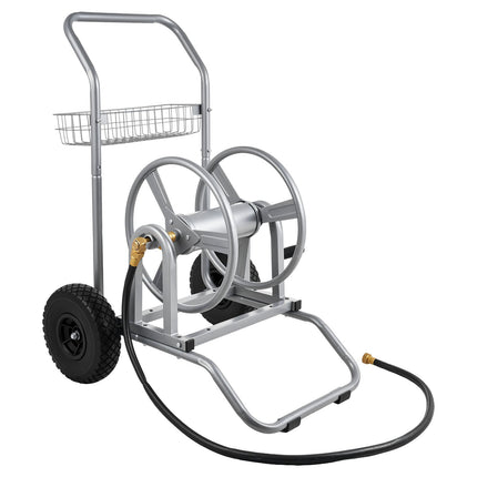 Water Hose Reel Cart, 300 Ft Capacity, 2 Wheels Basket