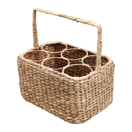 Water Hyacinth Basket for 6 Bottles