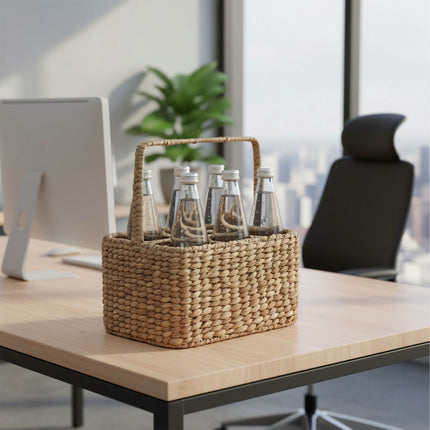 Water Hyacinth Basket for 6 Bottles