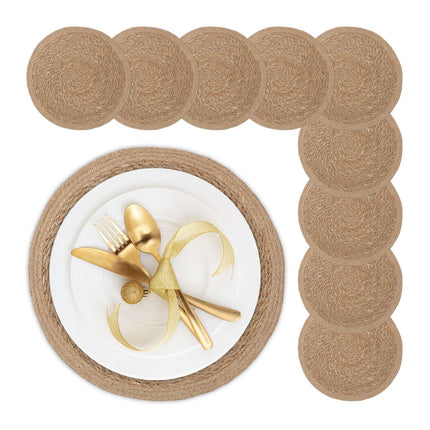 Water Hyacinth Placemats, Set of 10, Round Design