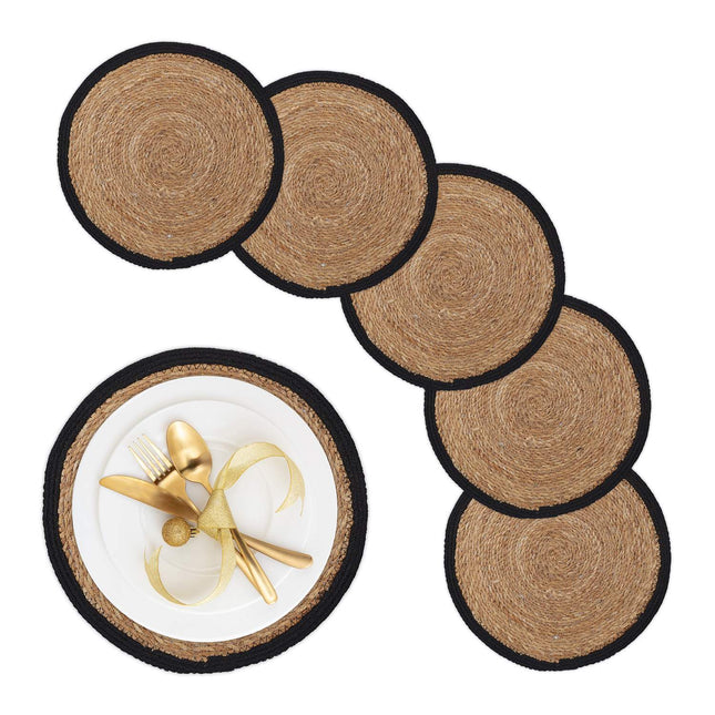 Water Hyacinth Placemats, Set of 6, Round Design