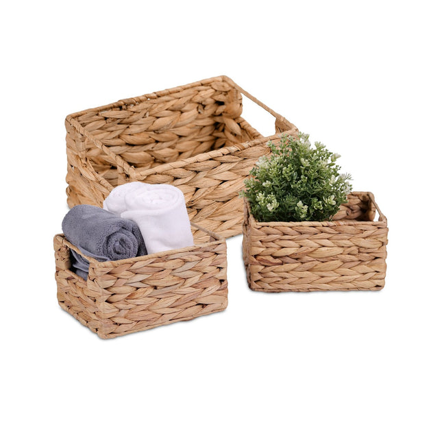 Water Hyacinth Storage Baskets, Set of 3