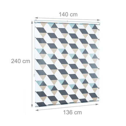 Water-Repellent Bath Roller Blind, Geometric Design