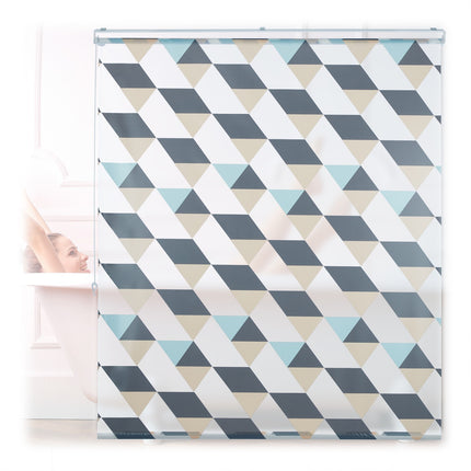 Water-Repellent Bath Roller Blind, Geometric Design