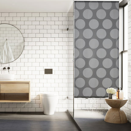 Water-Repellent Bath Roller Blind, Grey Dots Design