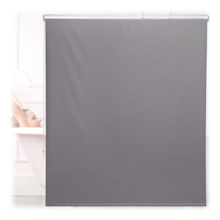 Water-Repellent Bathroom Roller Blind, Grey, Space-Saving