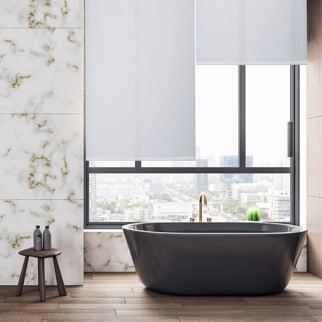 Water-Repellent Bathroom Roller Blind, Translucent White