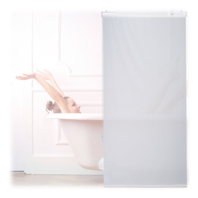 Water-Repellent Bathroom Roller Blind, Translucent White