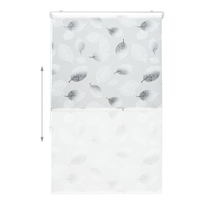 Water-Repellent Grey Leaf Roller Blind for Bathroom