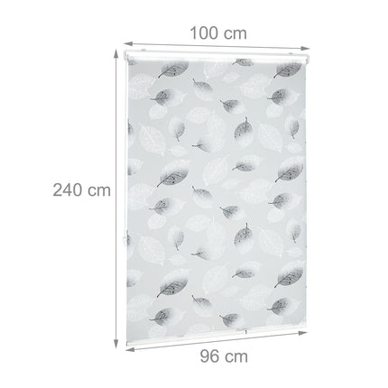 Water-Repellent Grey Leaf Roller Blind for Bathroom