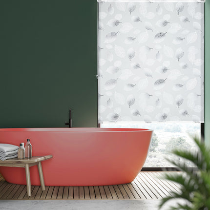 Water-Repellent Leaf Pattern Roller Blind for Bathroom