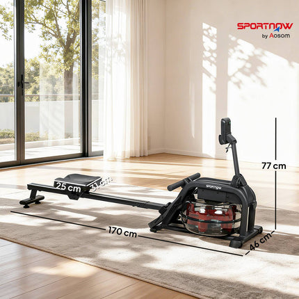 Water Rowing Machine, 6-11L Tank, LCD Monitor, 135kg Capacity