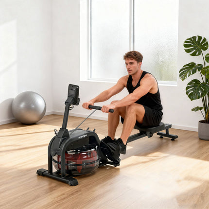 Water Rowing Machine, 6-11L Tank, LCD Monitor, 135kg Capacity