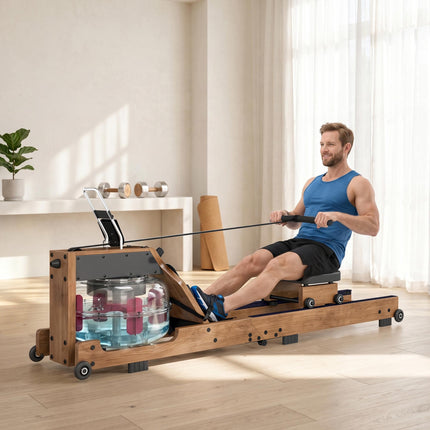 Water Rowing Machine, Foldable, Bluetooth App, 158 Kg