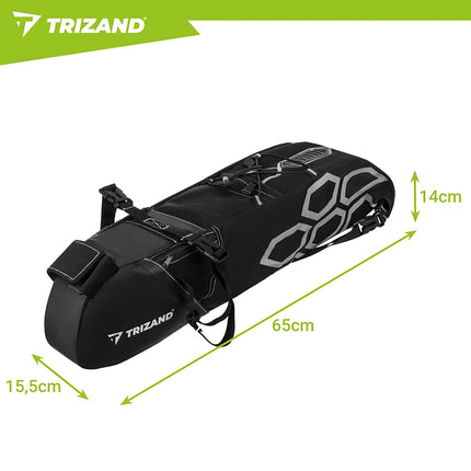 Waterproof Bicycle Saddle Bag, 12L Capacity, Rear Seat