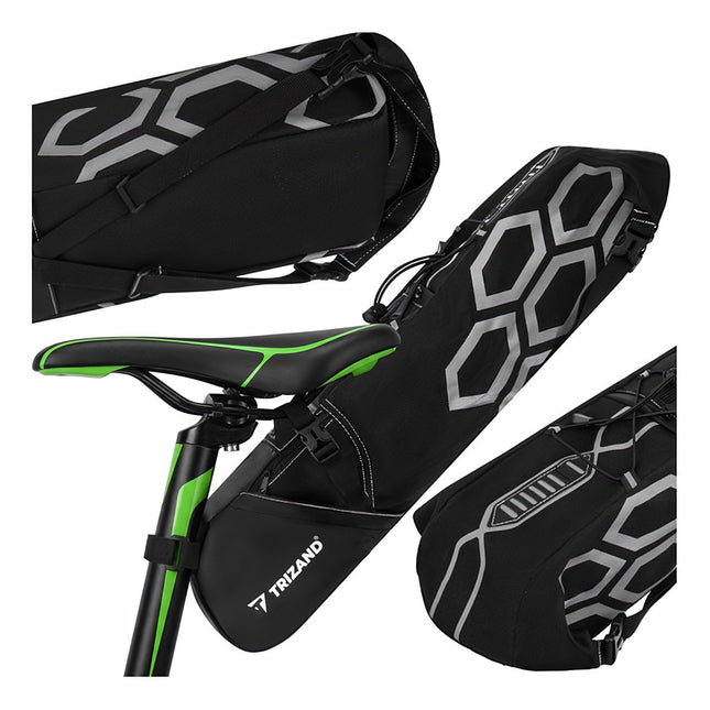 Waterproof Bicycle Saddle Bag, 12L Capacity, Rear Seat
