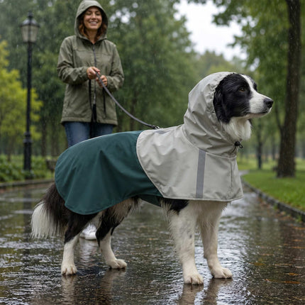 Waterproof Dog Raincoat with Reflective Stripes, Green