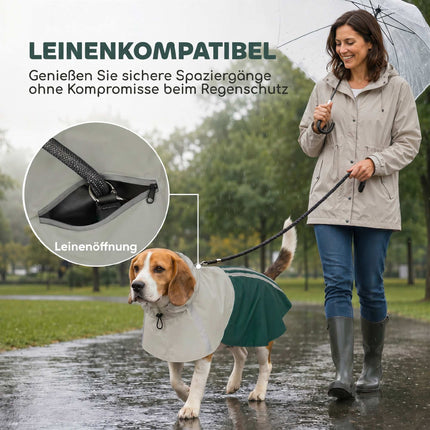 Waterproof Dog Raincoat with Reflective Stripes, Green