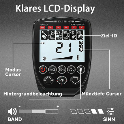 Waterproof Foldable Metal Detector with LCD & Headphones