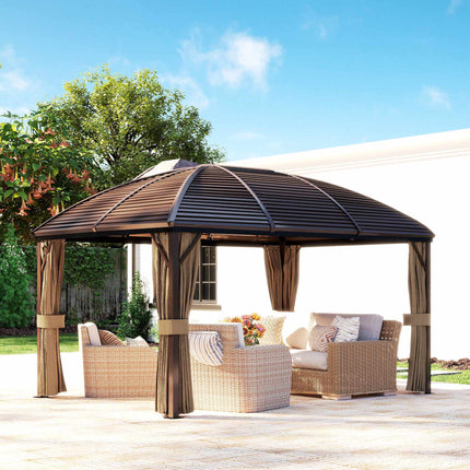 Waterproof Garden Pavilion, 4 x 3 x 2.8 m, Brown