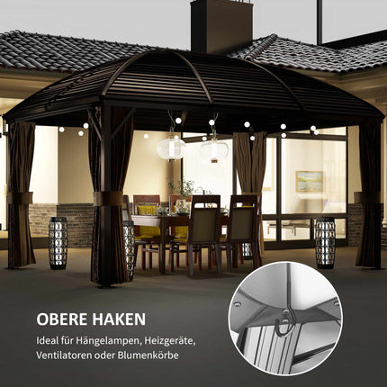 Waterproof Garden Pavilion, 4 x 3 x 2.8 m, Brown