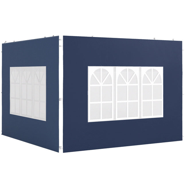 Waterproof Gazebo Side Panels with Windows, Blue, 2-Pack