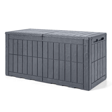 Waterproof Gray Outdoor Deck Box, 120 Gal, Lockable Storage