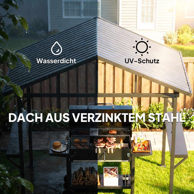 Waterproof Grill Pavilion with Steel Frame and Shelves