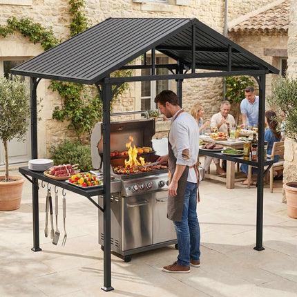Waterproof Grill Pavilion with Steel Frame and Shelves
