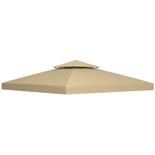 Waterproof Pavilion Replacement Roof 3x3m, Double Vent Beige