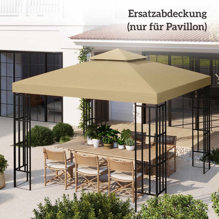 Waterproof Pavilion Replacement Roof 3x3m, Double Vent Beige