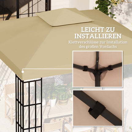 Waterproof Pavilion Replacement Roof 3x3m, Double Vent Beige