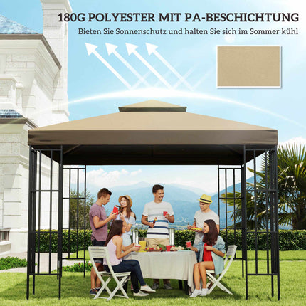Waterproof Pavilion Replacement Roof 3x3m, Double Vent Beige