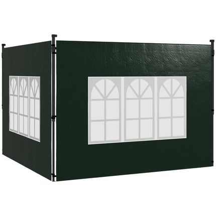 Waterproof Pavilion Sidewalls with Windows, 2-Pack, Green