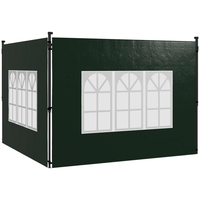 Waterproof Pavilion Sidewalls with Windows, 2-Pack, Green