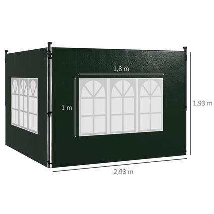 Waterproof Pavilion Sidewalls with Windows, 2-Pack, Green