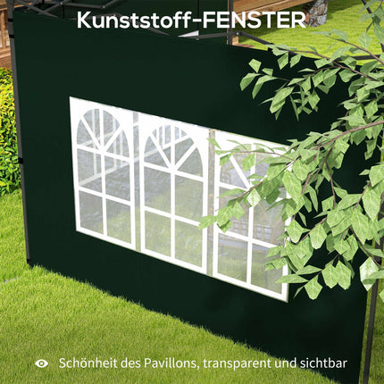Waterproof Pavilion Sidewalls with Windows, 2-Pack, Green