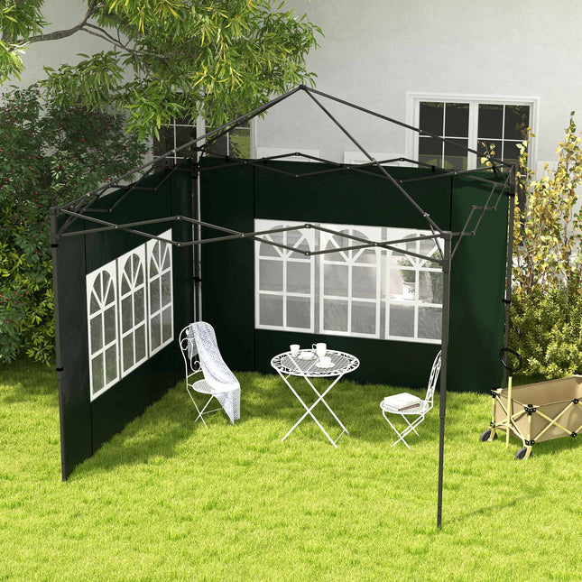 Waterproof Pavilion Sidewalls with Windows, 2-Pack, Green