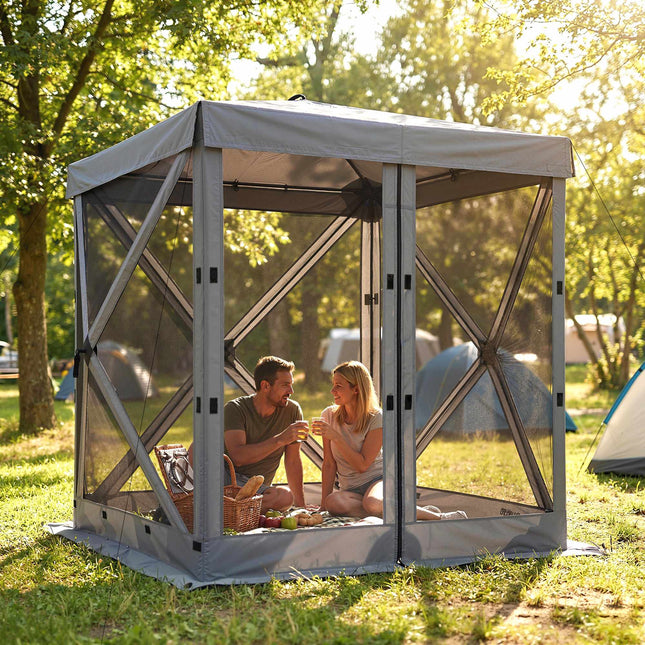 Waterproof Pop-Up Gazebo with Mesh Sides, 185x185 cm