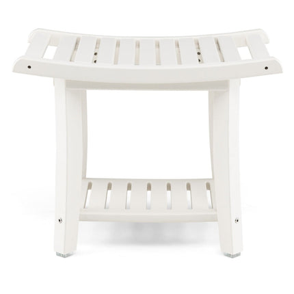 Waterproof Shower Bench with Curved Seat, 2-Tier Storage