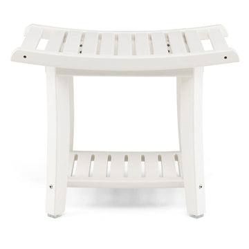 Waterproof Shower Bench with Curved Seat, 2-Tier Storage