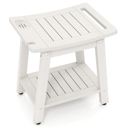 Waterproof Shower Stool with Handle & Shelf, 150kg Capacity
