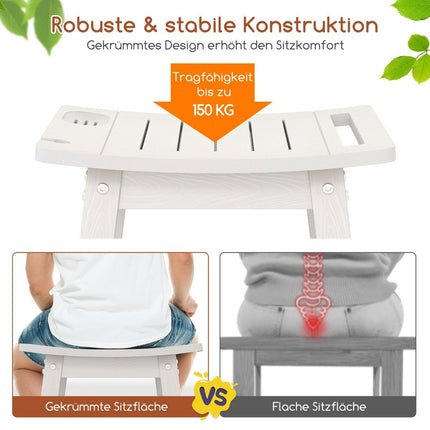 Waterproof Shower Stool with Handle & Shelf, 150kg Capacity